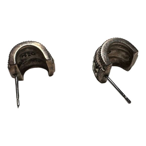 Silver 925 small hoop geometric earrings - Picture 4 of 7